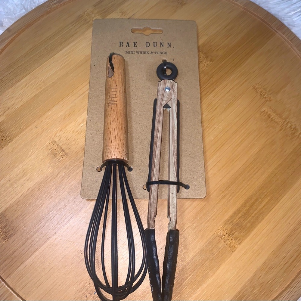 Rae Dunn Set of 2 Mini Whisk & Tongs